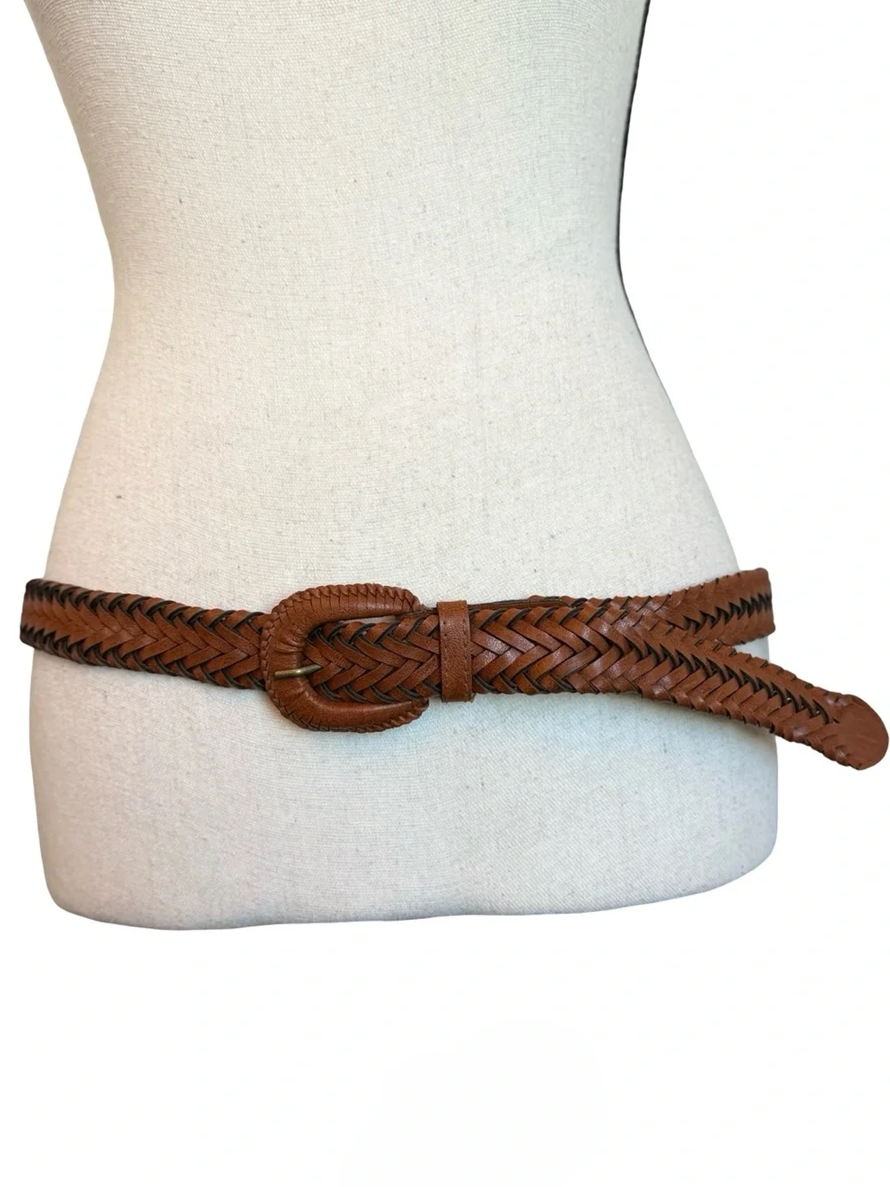 Brown Braided Woven Boho Western Belt Size 14/16 Adjustable Hip Waist Belt